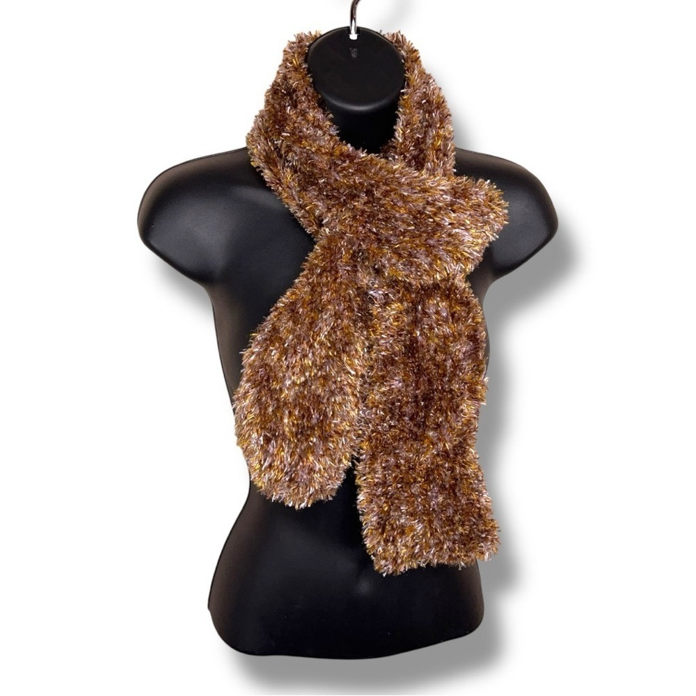 Fownes Brown Fuzzy Knit Scarf